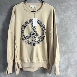 Women's Beige Peace Sign Sweater